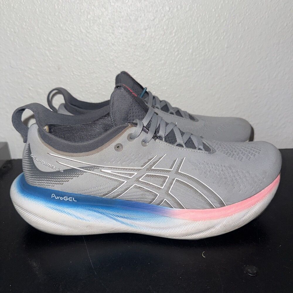 ASICS Gel-Nimbus 25 Womens 9.5 Running Shoes Gray Pink 1012B356 PureGEL Sneakers